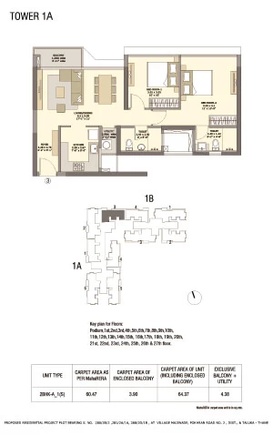 Tata Serein Floor Plan | Tower 1A Plan - Tata Serein 2 BHK Image 2