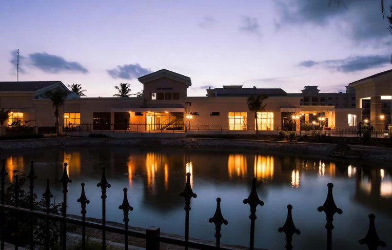 Swimming pool view at night
