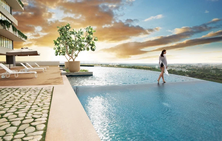 Outdoor Infinity Edge Pool of Tata Promont Flats in Bangalore